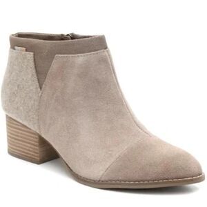 TOMS Leather Wool Loren Tan Ankle Booties size 9